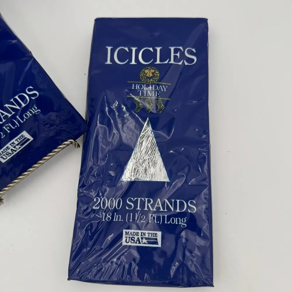 2 Boxes Vtg Christmas Tinsel Silver Icicles Holiday Time 2000 18